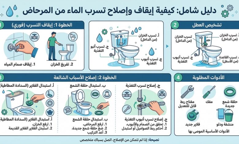 اصلاح تسرب الماء من المرحاض