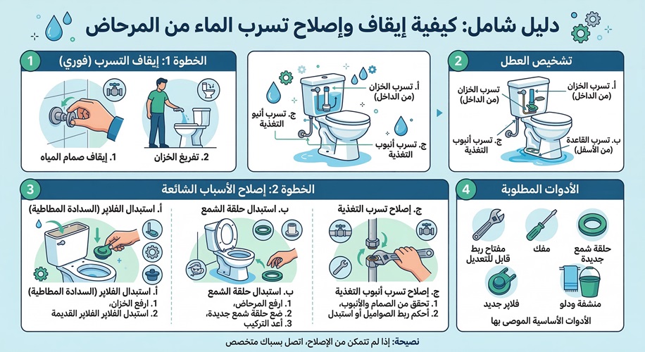 اصلاح تسرب الماء من المرحاض