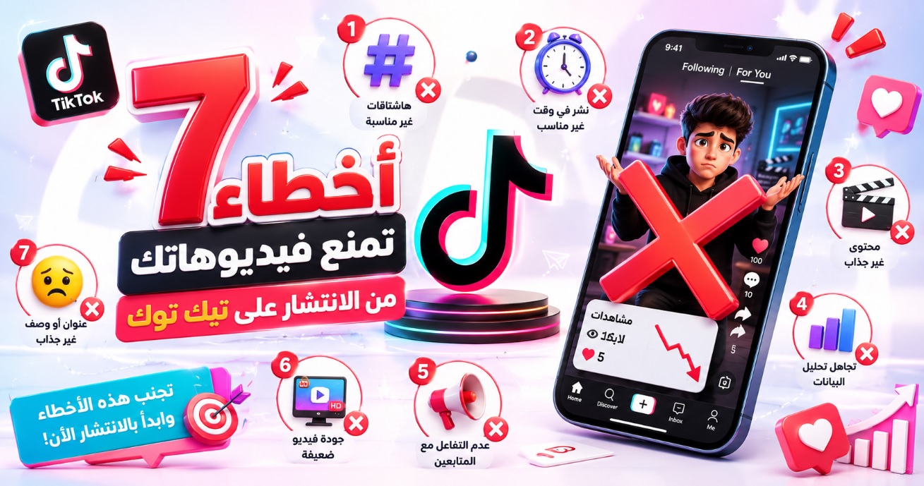 7 أخطاء تمنع فيديوهاتك من الانتشار على تيك توك